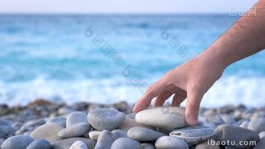 禅宗平衡石头海滩